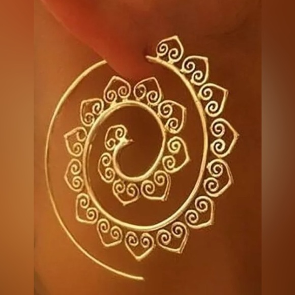 Bohemian spiral sun hoop earrings - Picture 1 of 3
